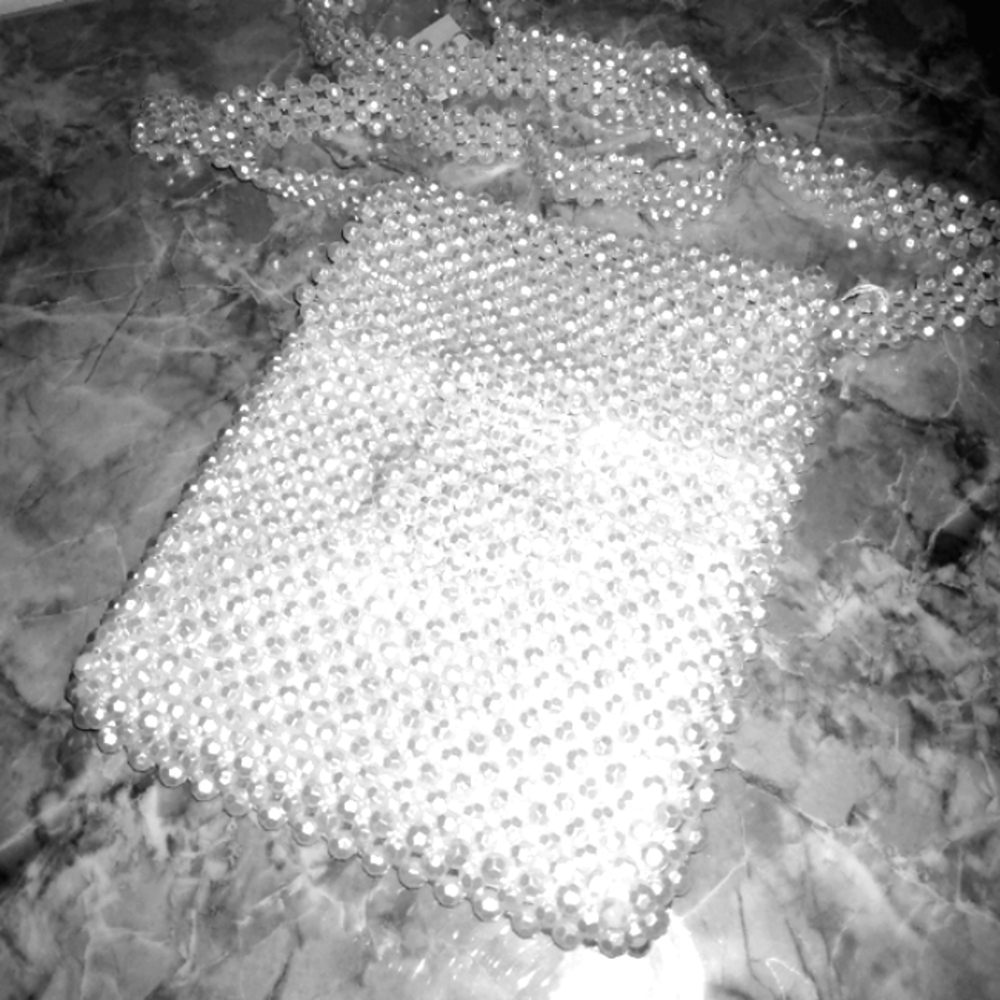 Sabina NY white faux pearl beaded bag NWT